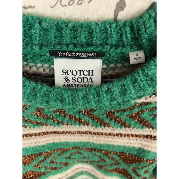 B20 Scotch & Soda Sweater Metallic Fair Isle Womens Small Folklore Swiftie Cozy - Picture 7 of 8
